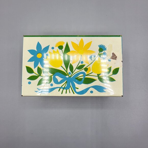 Vintage Syndicate Recipe Card Tin Recipe Box W/ Grandmas Recipes Floral Folk Art - Picture 13 of 16